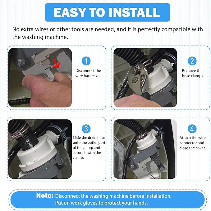W10876600 W10727777 Washer Drain Pump Assembly Compatible with Whirlpool Kenmore Maytag Crosley Top Load Clothes Washing Machine Replacement Parts W10876600VP AP6004933 PS11738156 B25-3A04