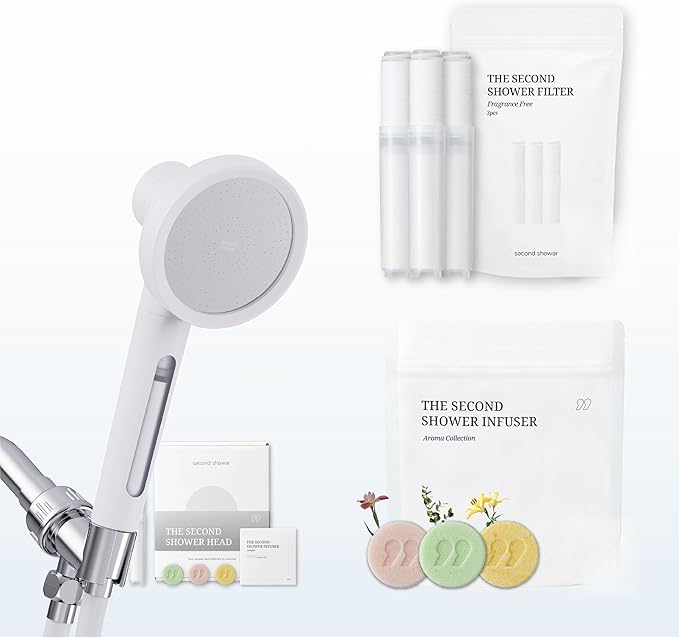 Shower Hand + 3 Pack Filter + 15 Tablets Shower Infuser (Aroma Collection) Clinically Proven for Skin Health, NSF Certified Filtration for Hard Water, Aromatherapy SPA-Like Experience (Pure Silver)