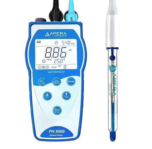 Apera Instruments Premium Series PH8500-SA Portable pH Meter Kit for Strong Alkaline Solutions, Blue (AI5523)