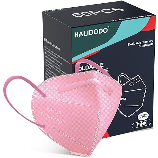 HALIDODO KN95 Face Mask, 5-Ply Breathable Comfortable Safety Mask (Pink) - AquaVibe