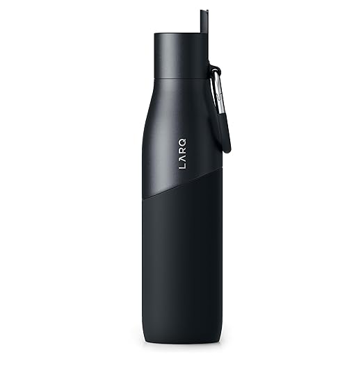 LARQ Bottle Movement Filtered - Lightweight Non-Insulated Stainless Steel Water Bottle BPA Free with Nano Zero Technology and Long-Lasting Filters, White/Pebble, 32oz