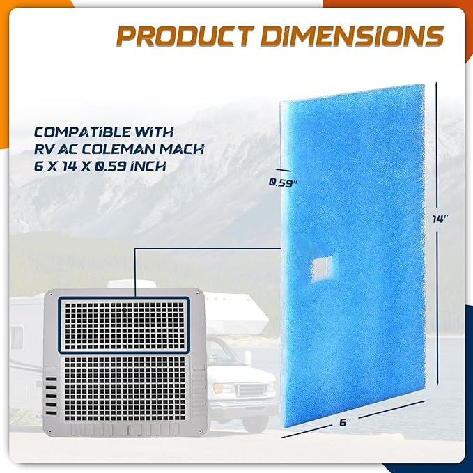 4 Pack RV AC Filter 6" X 14" MERV 8 Rated RV Air Filter Replacement Unit Compatible with Coleman Mach Air Conditioner - AquaVibe
