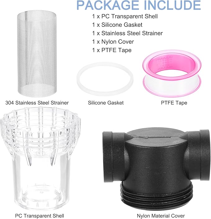 uxcell Pressure Washer Filter 1" NPT Female Thread, Inline Mesh Strainer Attachment, Stainless Steel Screen with Sealant Tape for Outdoor Gardening Inlet Water (Size:40 Mesh) - AquaVibe