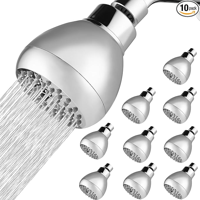 10 Pack High Pressure Shower Head - Powerful Bathroom Pressure Boosting Showerhead - Perfect Universal Replacement for Rain Shower Heads(Chrome)