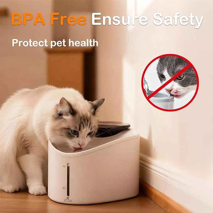Wireless Cat Water Fountain, BPA-Free Ensure Safety, 2.5L/84oz App Control Smart Pet Water Fountain Rechargeable Battery Operated with Hydration Tracking, Ultra-Quiet Automatic Cats Dog Dispenser
