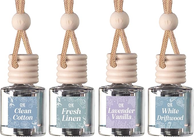 CE Craft Hanging Car Air Freshener – Fragrance Oil Diffuser with Essential Oils – Long-Lasting Aromatherapy Scents for Automobiles – 4 Pack, Clean