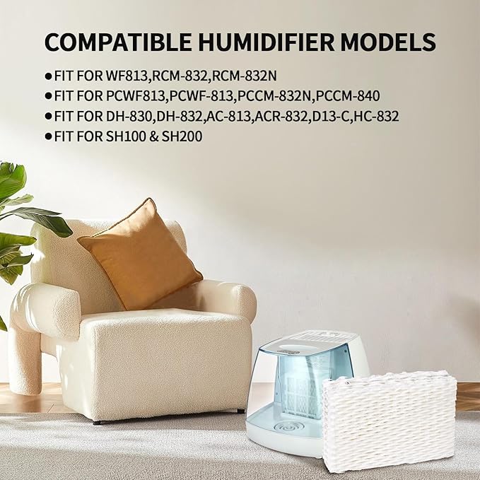 KTWT WF813 Humidifier Filters Replacement for Equate Eqwf813 Eq-2119-Ul PCWF813, fit Relion RCM-832 RCM-832N, ProCare PCCM-832N Cool Mist Humidifier Replacement Filters - 4 Pack