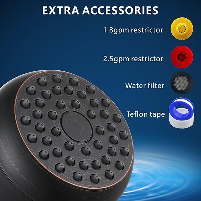 High Pressure Shower Head - Powerful Bathroom Pressure Boosting Showerhead - Perfect Universal Replacement for Rain Shower Heads(Oil Rubbed Bronze)