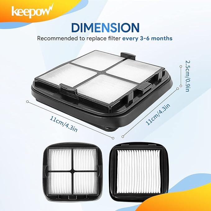 KEEPOW Pet Hair Eraser Filter Replacement 97D5 4 Pack, Compatible with Bissell Pet Hair Eraser Corded Handheld Vacuum 33A1 Series, 35V4 Series, 47R5 Series, Part# 2037416, 2031432 - AquaVibe