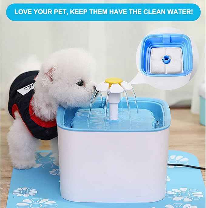 SEISSO Cat Fountain Filter Replacement, Cat Water Filters with Three Stage Filtration System for 84oz/ 2.5L Automatic Pet Fountain Dog Water Dispenser, 8 Packs