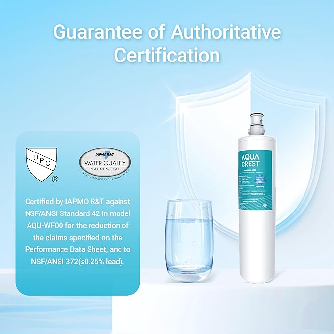 AQUA CREST 3US-PF01 Replacement Filter, NSF/ANSI 42 Certified Replacement for Advanced Filtrete® 3US-PF01, 3US-MAX-F01 Water Filter, Delta RP78702, Manitowoc K-00337, K-00338, HF20 HF25 HF27, 3 Pack