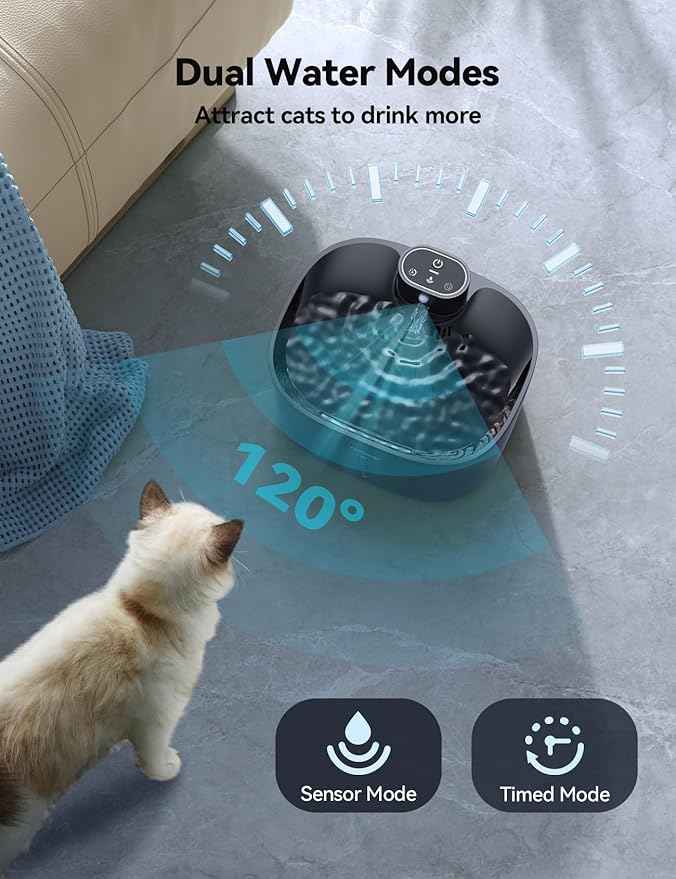 Wireless Cat Water Fountain: [Pumpless] & [Detachable Battery] FEELNEEDY 4L Battery Operated Pet Water Fountain for Cats and Dogs Indoor, Motion Sensor Cat Drinking Fountain with 6 Pack Filters