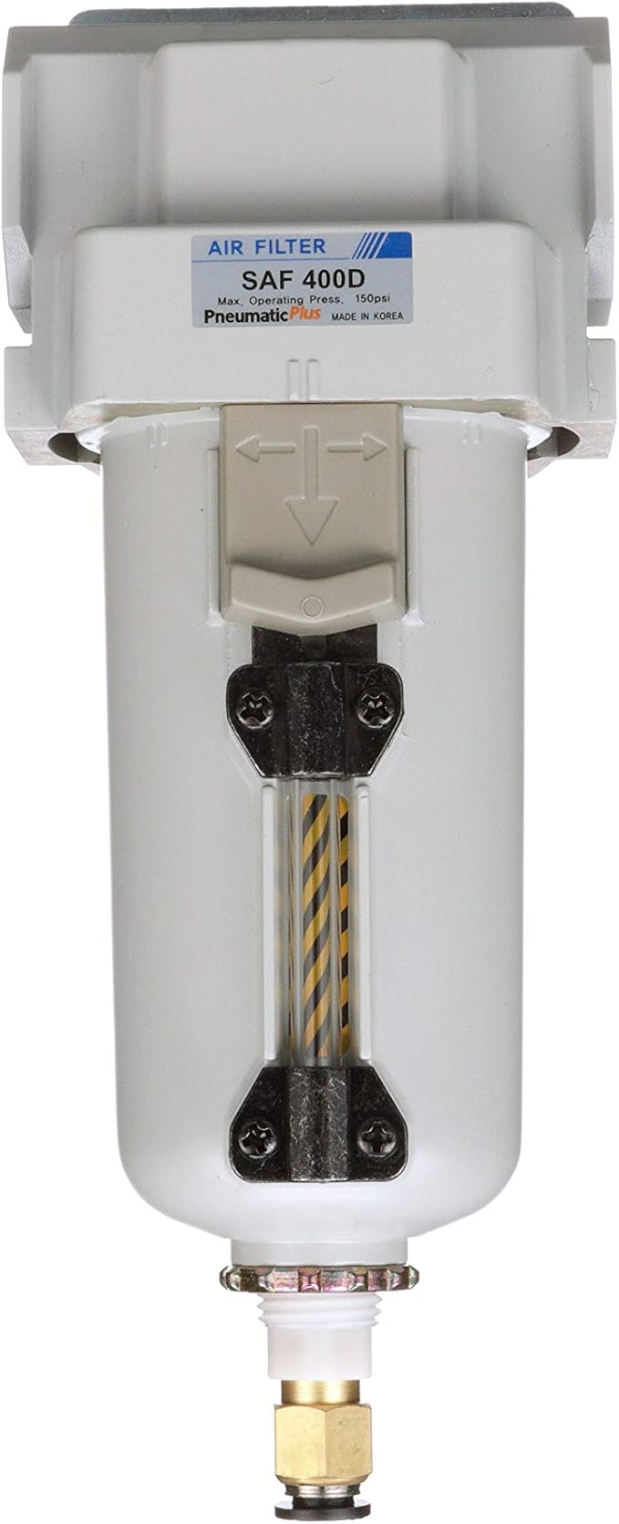 PneumaticPlus SAF400-N04BD-MEP Compressed Air Filter 1/2" NPT, 10 Micron Element, Metal Bowl, Auto Drain, Bracket Included - AquaVibe