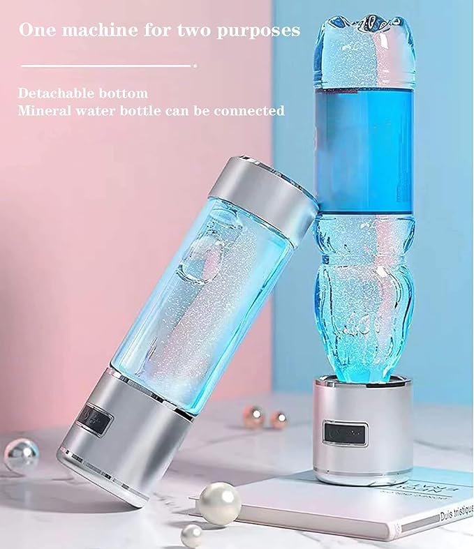 2 in 1 Portable Hydrogen Water Ionizer Machine, High Concentration, H2 and o2 Separation Electrolysis Technology, 300ml Capacity, Hydrogen Water Generator
