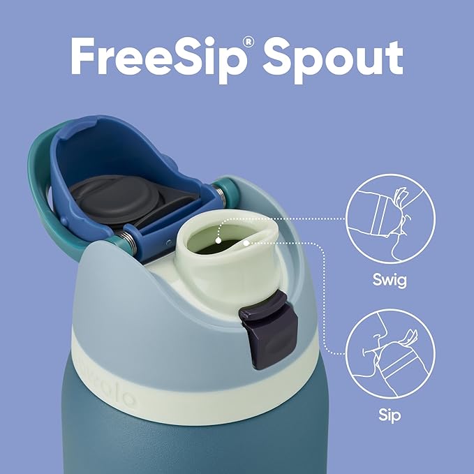 Owala FreeSip Insulated Stainless Steel Water Bottle with Straw, BPA-Free Sports Water Bottle, Great for Travel, 32 Oz, Denim