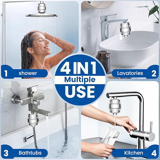 VOXON Shower Filter, 36-Stage Shower Head Filter for Hard Water High Output Filter to Remove 99.99% Impurities 97.45% Chlorine,Reduces Dry Itchy Skin Dandruff Eczema Improves Skin Hair
