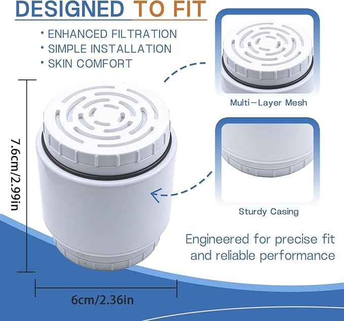 3-Pack, Compatible with AquaBliss SF400 & SF500 Heavy Duty Replacement Cartridge, Multi-Stage Shower Filter for Hair & Skin, Reduces Chlorine, Rust, Sediment, Easy 1-Min Install