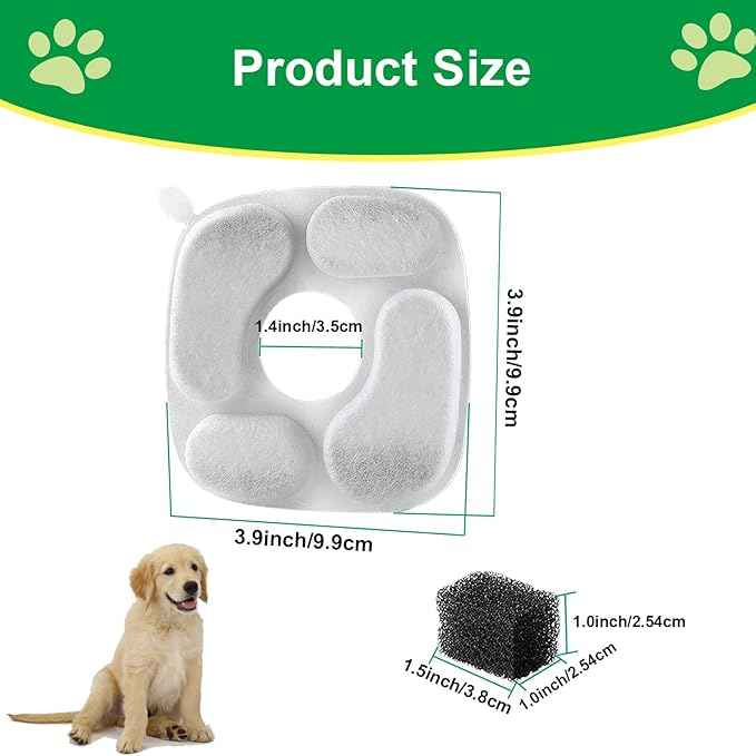 Cat Water Fountain Filter,Pet Fountain Filters compatible with Veken 67oz/2L, 95oz/2.8L and 135oz/4L Dog Water Dispenser,8 Set Cat Fountain Filter Replacement