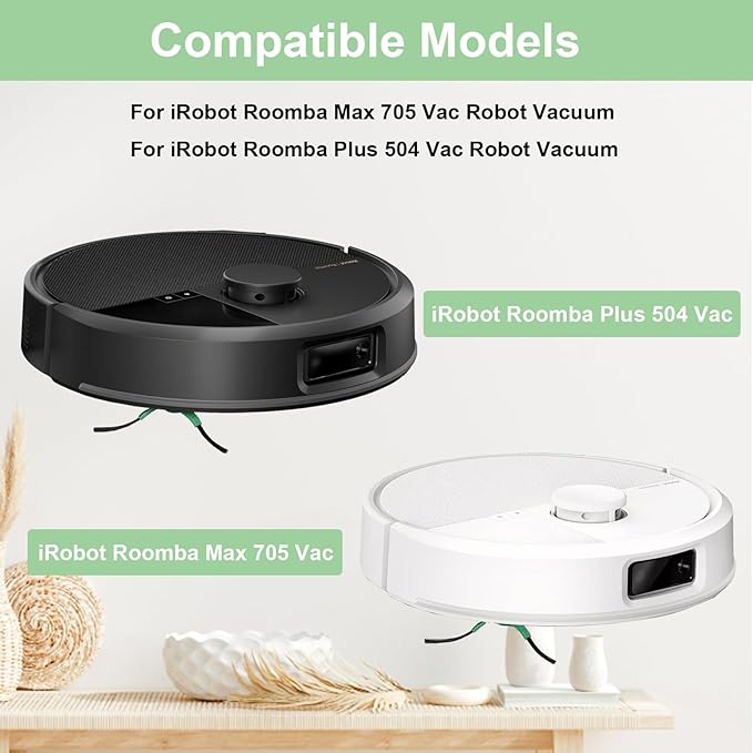 Replacement Part Kit for iRobot Roomba max 705 vac/Plus 504 Vac Vacuum Cleaner, 2 Rubber Brush 8 Filter 8 Side Brushes - AquaVibe