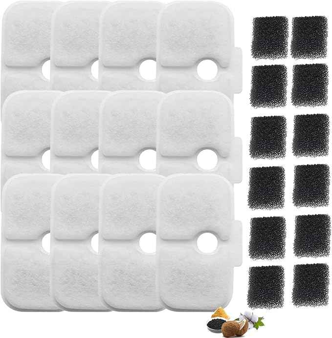 12 Pack Replacement Cat Water Fountain Filters Compatible with PETLIBRO Dockstream Cat Water Fountain PLWF005 PLWF105 PLWF115 - for Ultra Quiet Pet Water Fountain