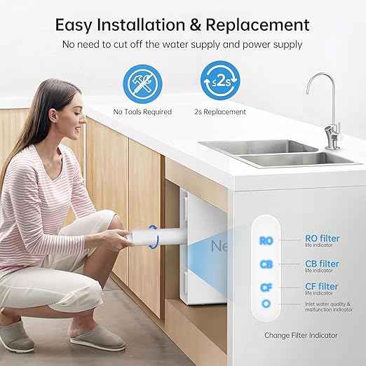 NexTrend 600GPD Reverse Osmosis System: 7 Stage Tankless Reverse Osmosis Water Filter Under Sink, NSF/ANSI 58 & 372 Certified, RO Water Filtration System, 2:1 Pure