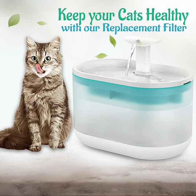 8 Pack Replacement Cat Water Fountain Filters with 8 Sponges Compatible with PETLIBRO Capsule Pet Fountain: PLWF002, 71oz/2.1L for Ultra Quiet Pet Water Fountain