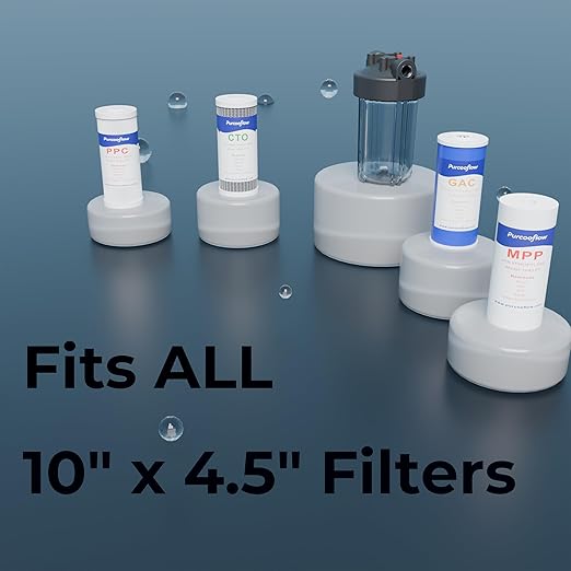 10" x 4.5" Whole House Water Filter Housing – 1" NPT Stainless Steel Ports, Heavy Duty Clear Filter Sump – Double O-Ring Leak-Proof with Pressure Release Valve – Fits All 10x4.5 Filters