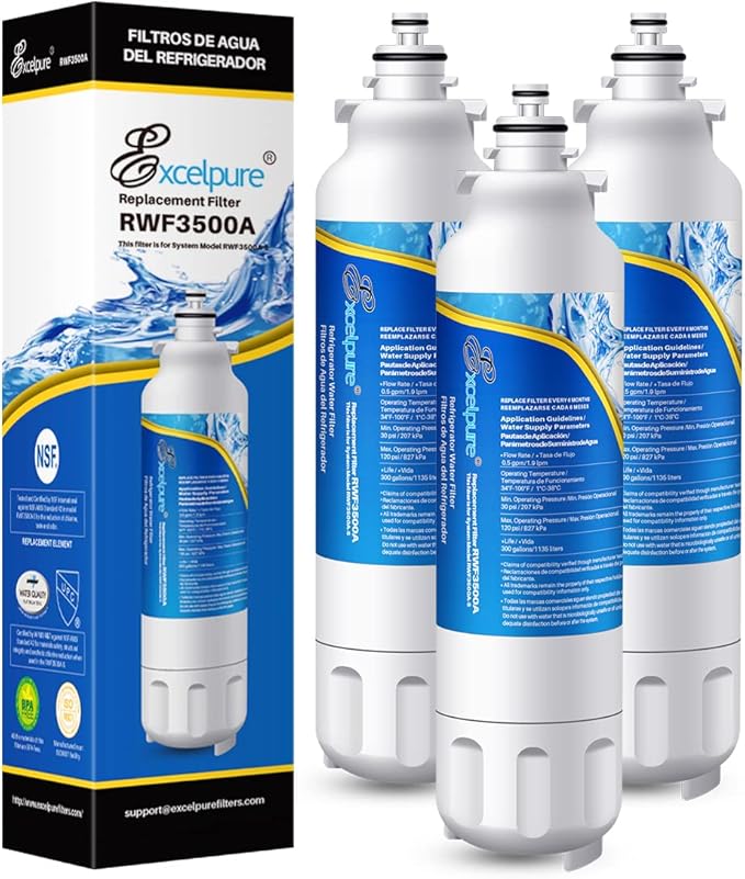 ADQ73613401 Refrigerator Water Filter Replacement for LG LT800P, LT800PC, ADQ736134, ADQ73613402, Kenmore 9490,46-9490, LSXS26326S, LSXS26366S, LMXS30776S, LMXC23746S, RWF3500A 3PACK - AquaVibe