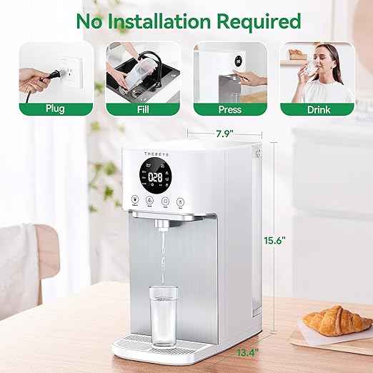 Thereye Reverse Osmosis Water Filter, 7 Stage RO Water Filtration, NSF/ANSI 58 Tested, Fast Water Delivery, 3:1 Pure to Drain, BPA Free Portable Countertop Water Purifier for Home, No Installation
