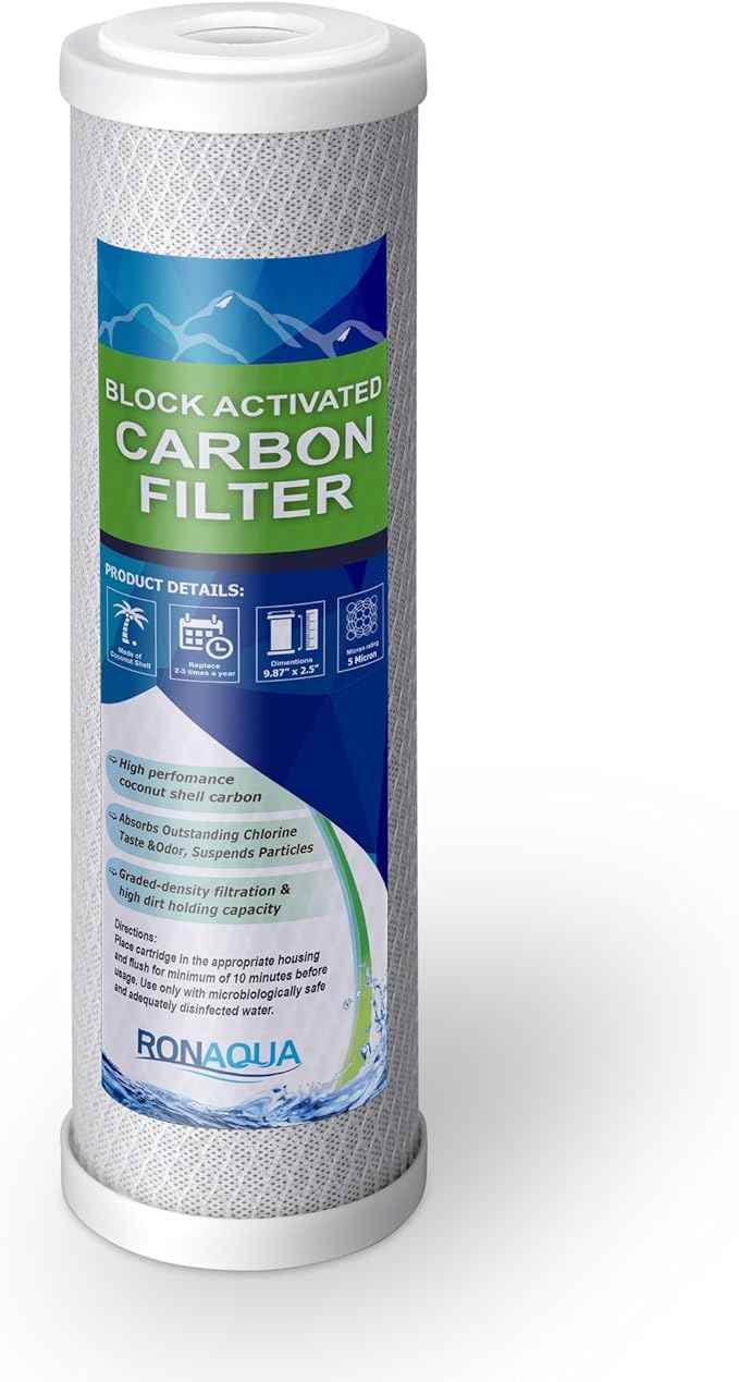 Replacement Filter for Under Sink Direct Connect One Stage Water Filtration System Block Activated Carbon Cartridge 5 Micron WELL-MATCHED with WFPFC8002, WFPFC9001, WHCF-WHWC, WHEF-WHWC, FXWTC, SCWH-5