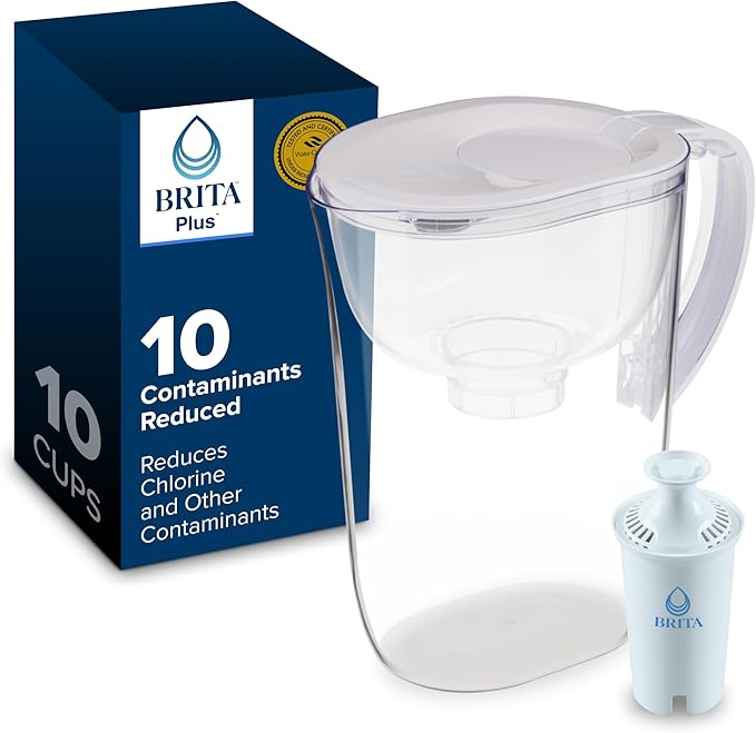 Brita Large 10 Cup Water Filter Pitcher, 1 BritaPlus Filter, Everyday, Clear (Package May Vary)