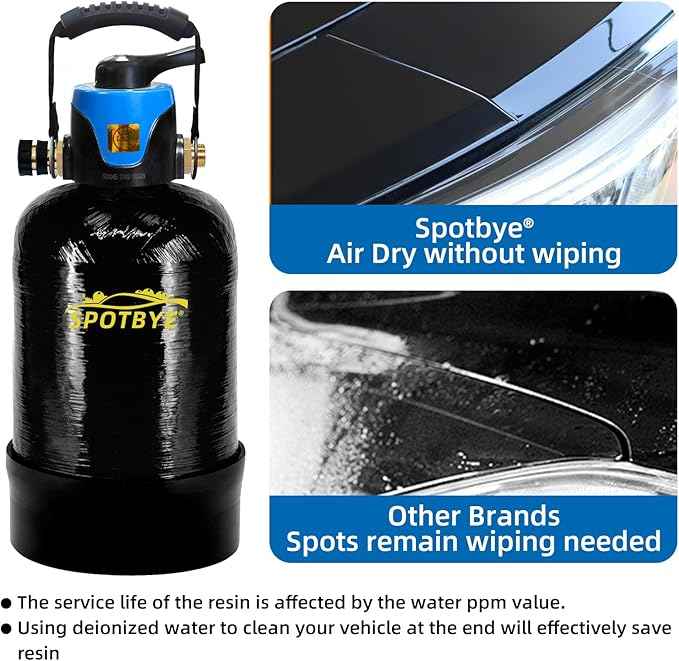 Filterelated Deionized Water System for Car Wash, Comes with 10L Brand Resin,Spotless Water Spot Remover Filter with Bypass Outlet Mode, Fit for Cars/RVs/Motorcycles/Solar Washing