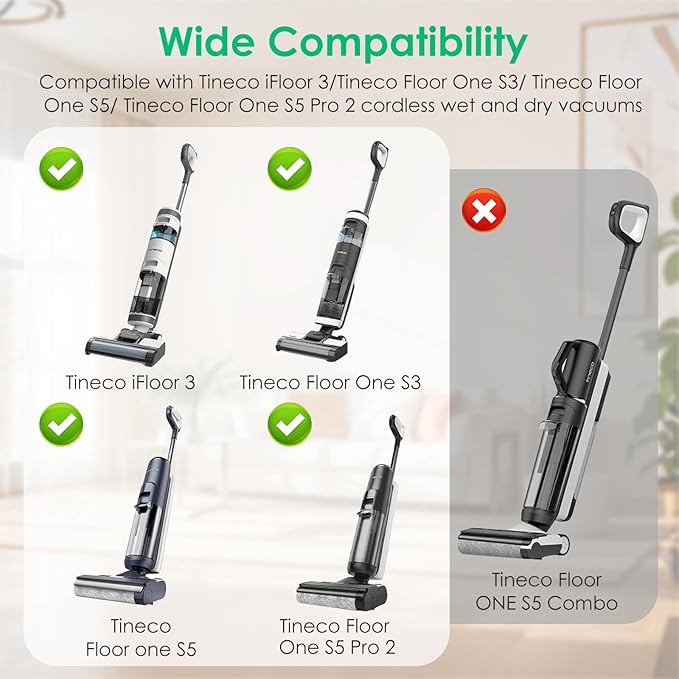 5 Pack Filter Replacement for Tineco iFloor 3, Floor ONE S3, Floor ONE S5, Floor ONE S5 Pro Cordless Wet Dry Vacuum Cleaner, Vacuum Filter Replacement, Replacement Parts for Tineco S3 - AquaVibe