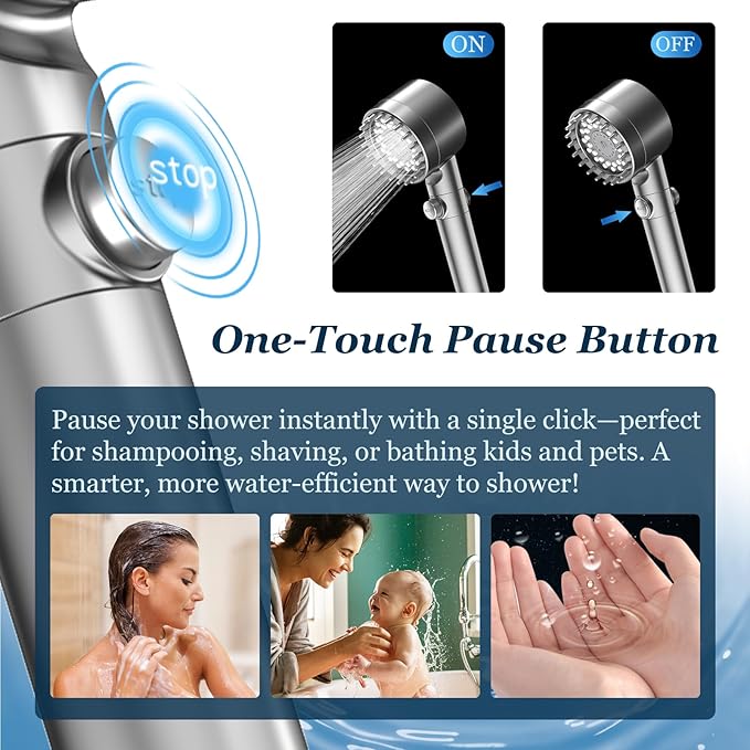FEELSO Filtered Shower Head with Handheld, High Pressure 4 Spray Showerhead with Filters & Upgraded Anti-clog Nozzles for Hard Water -Remove Chlorine, Reduce Dry Itchy Skin -ON/OFF Switch for Pet Bath