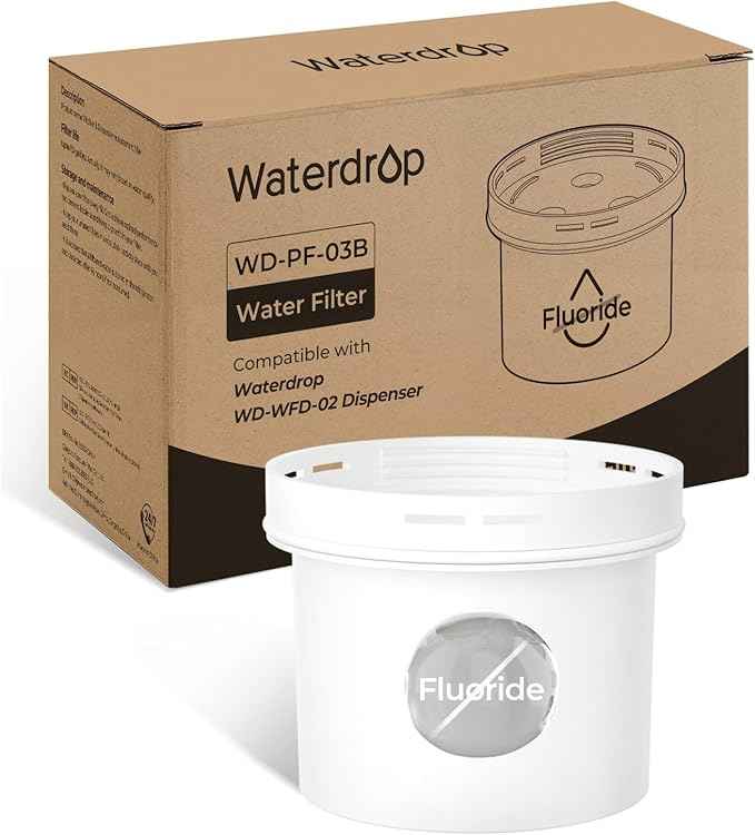 Waterdrop Fluoride-Reducing Replacement Filters for WD-WFD-02L, WD-WFD-02W Dispenser Filtration System, Reduces PFOA/PFOS, Last Up to 150 Gallon or 2 months, WD-PF-03B (1 Pack)