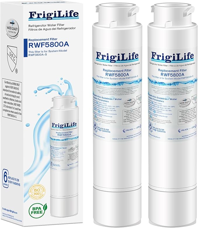 RWF5800A Replacement for Frigidaire EPTWFU01, EWF02, Pure Source Ultra II, PureSource Ultra 2, SCWFTCTO1, EPTWFUO1, GP006, CLCH128, SMF1007, DE022 TH-01 MR022 Refrigerator Water Filter 2PACK