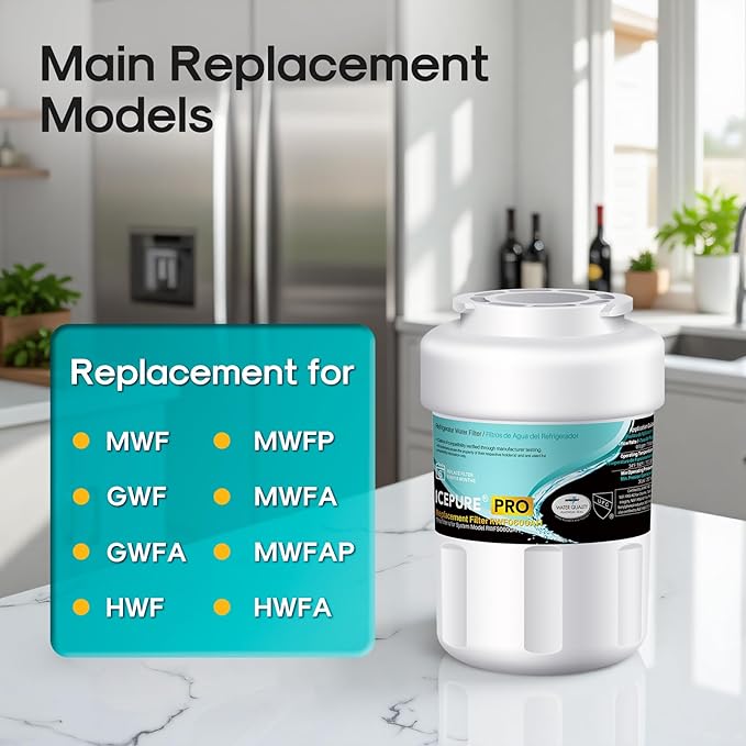 ICEPURE PRO RWF0600AH NSF/ANSI 401 NSF/ANSI 53 Certified Replacement For GE MWF Refrigerator Water Filter, MWFINT, MWFA, HDX FMG-1, GSE25GSHECSS, 46-9991, GSH25JSDDSS, GSHS6LGBBHSS, PC75009, 1PACK