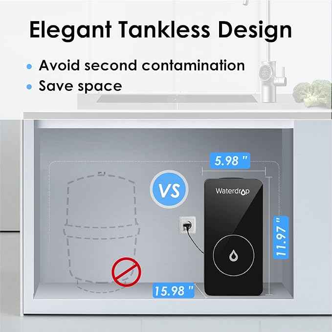 Waterdrop D6 Reverse Osmosis Water Filter, 600 GPD Under Sink Reverse Osmosis System, Reduce PFAS, 2:1 Pure to Drain, with Waterdrop Alkaline Water Filter System for Sink WD-ALK16