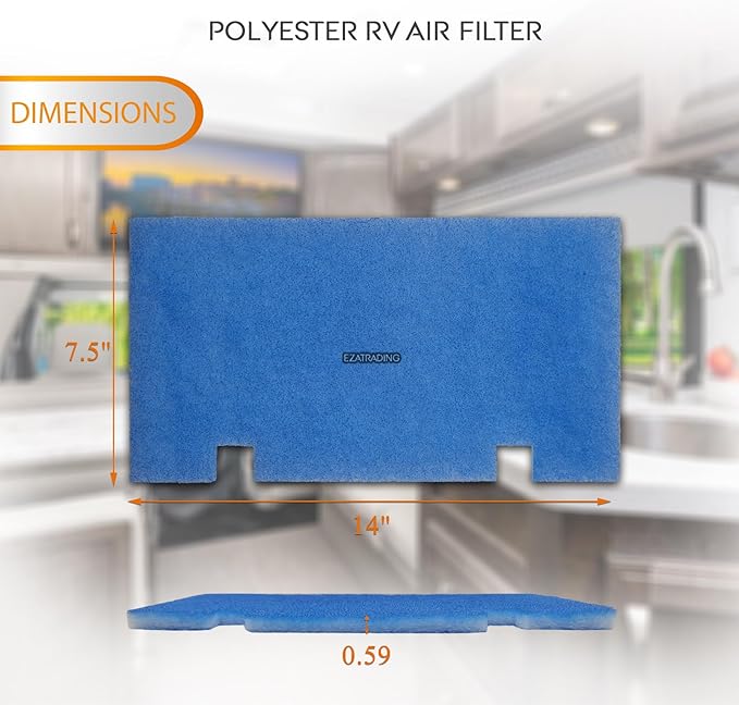 RV Air Conditioner Filter - 14" x 7.5" RV AC Replacement Filters For Dometic Air Grille 3313107.103, 3105012.003 MERV 8 Air Filter (6 Pack) - AquaVibe