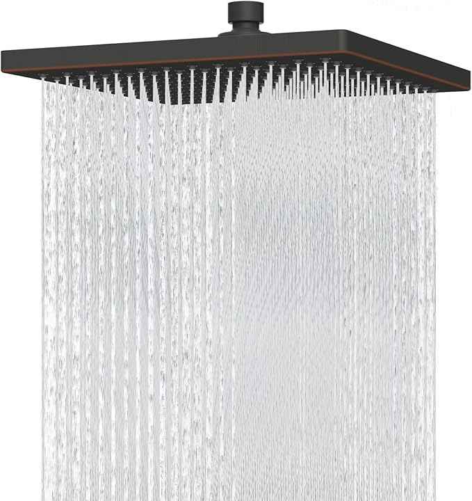 Hibbent cUCPC Certified Thickness Metal Rain Shower Head, 12'' High Pressure Shower Heads, Large Bathroom Shower Head with Adjustable Brass Ball Joint, Waterfall Full Body Coverage, Oil Rubbed Bronze