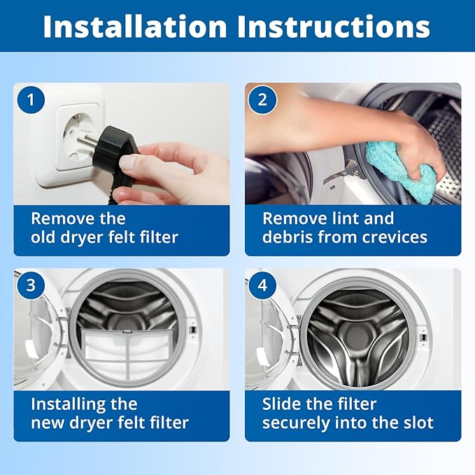 W10859086 Dryer Lint Screen Filter with Dryer Lint Brush Replacement for Whirlpool Maytag Kenmore Dryer Replaces 4378144 W10608811 W10701353 AP5999318 PS11731421 EAP11731421 MEDB835DW4 MEDB835DW3