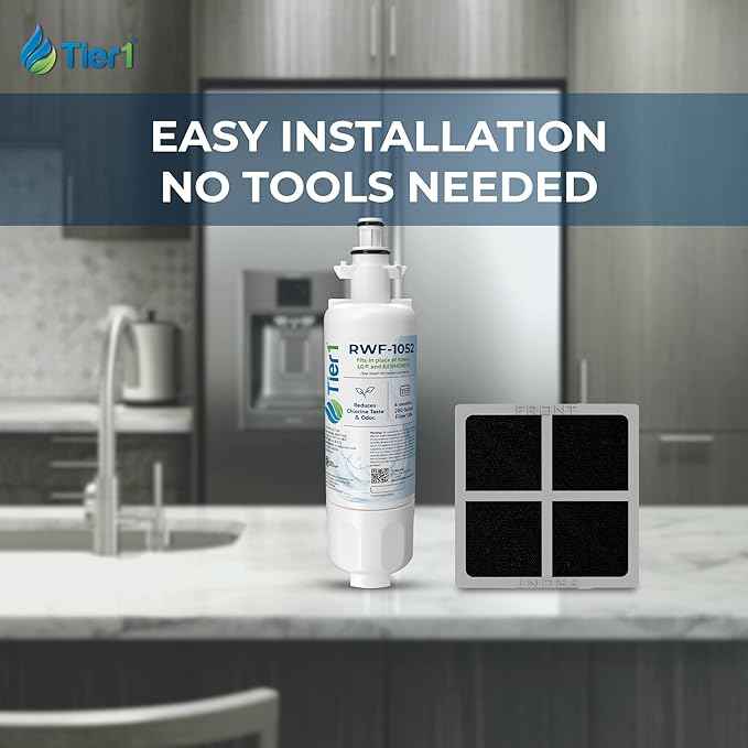 Tier1 RWF1052 ADQ36006101 Refrigerator Water & Air Filter Combo | Replacement for LG LT700P & Kenmore 9690 Fridge Filter - Lasts up to 6 Months | Easy Install | Odor Control | Great Tasting Water