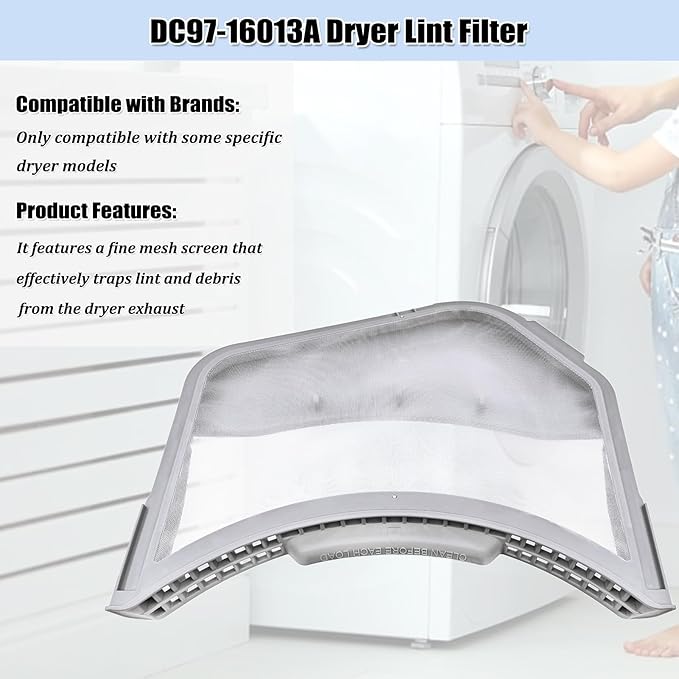 DC97-16013A Dryer Lint Screen Filter with DC61-02610A Lint Filter Cover, Dryer Lint Filter Assembly Replacement Parts AP4559595 DC97-16013B EAP4221239 PS4221239 - AquaVibe