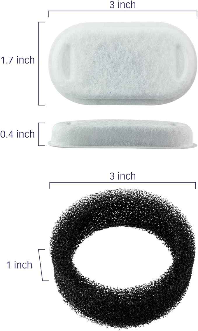 PET STANDARD Cat Water Fountain Filters & 12 Pack Replacement Pre-Filter Sponges Compatible With PETLIBRO® Stainless Steel Pet Water Fountain Model #PLWF003, 67oz/2L, Pack of 12