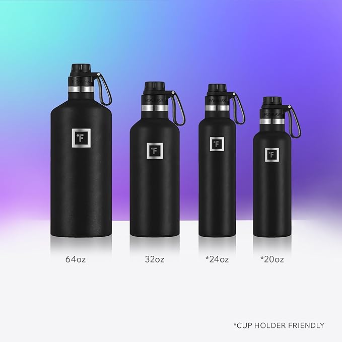 IRON °FLASK Camping & Hiking Hydration Flask with Spout, BPA-Free Insulated Stainless Steel Sports Water Bottle - 32 oz Sky