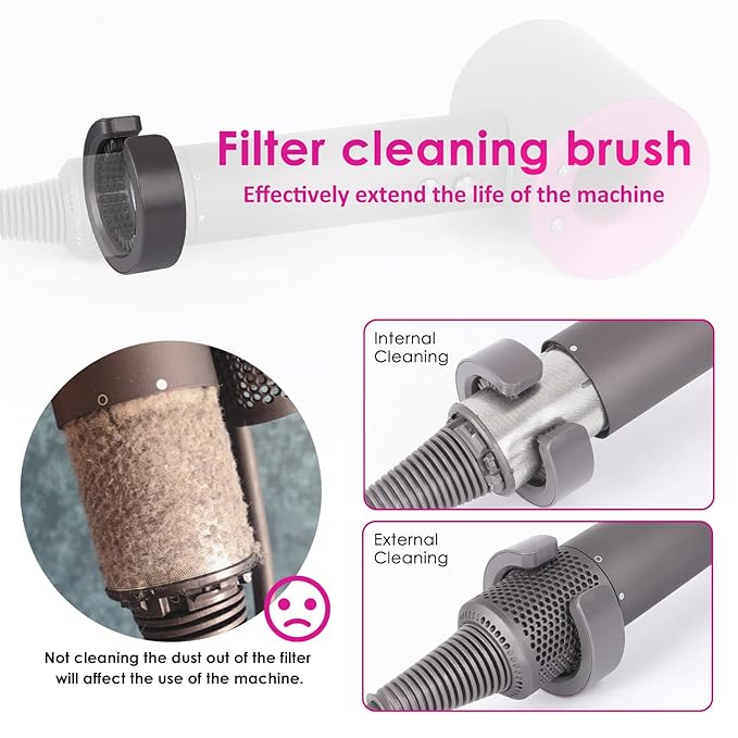 Upgraded Hair Dryer Filter Replacement for Dyson Supersonic HD01 HD03 HD08 Hair Dryer Attachment, Hair Dryer Outer Filter Repair Accessories with Filter Cleaning Brush(Metallic Gray)