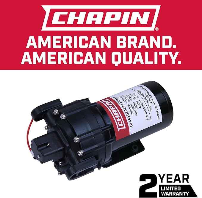Chapin 6-9216 12V/5.0 GPM 60 PSI Self-Priming Diaphragm Water Pump for ATVs, Marine, Boating, Water Supply, Camping, RV Recreation & Boom Spray Systems