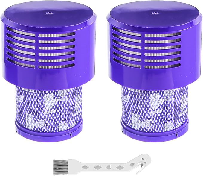 2 Pack V10 Filters Replacement for Dyson V10 Cyclone Series, V10 Absolute, V10 Animal, V10 Total Clean, SV12, Replace Part No. 969082-01,2 Pack Filters and 1 Clean Brush - AquaVibe