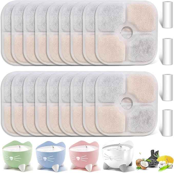 18 Pack Cat Water Fountain Filter Replacement Compatible with Catit PIXI Cat Drinking Fountain, Cat it Water Filters Keep Your Pet Healthy and Hydrated (18+4)