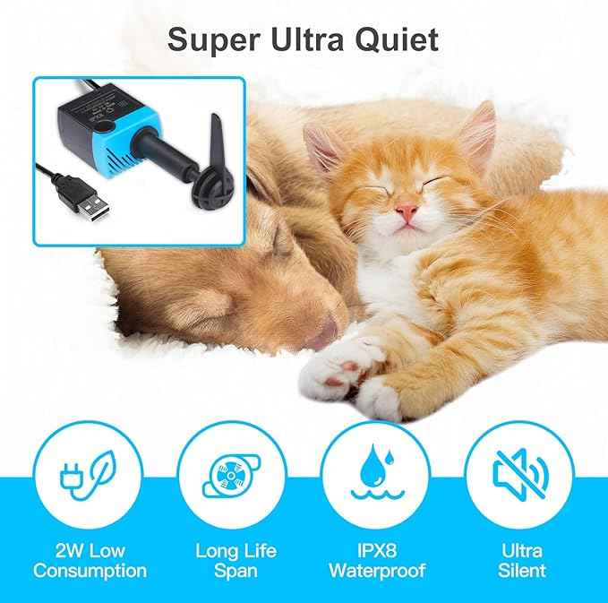 Cat Water Fountain Pump,5V USB Replacement Pump Compatible with Platinum and Platinum LED Dog and Cat Water Dispensers with AC Adapter